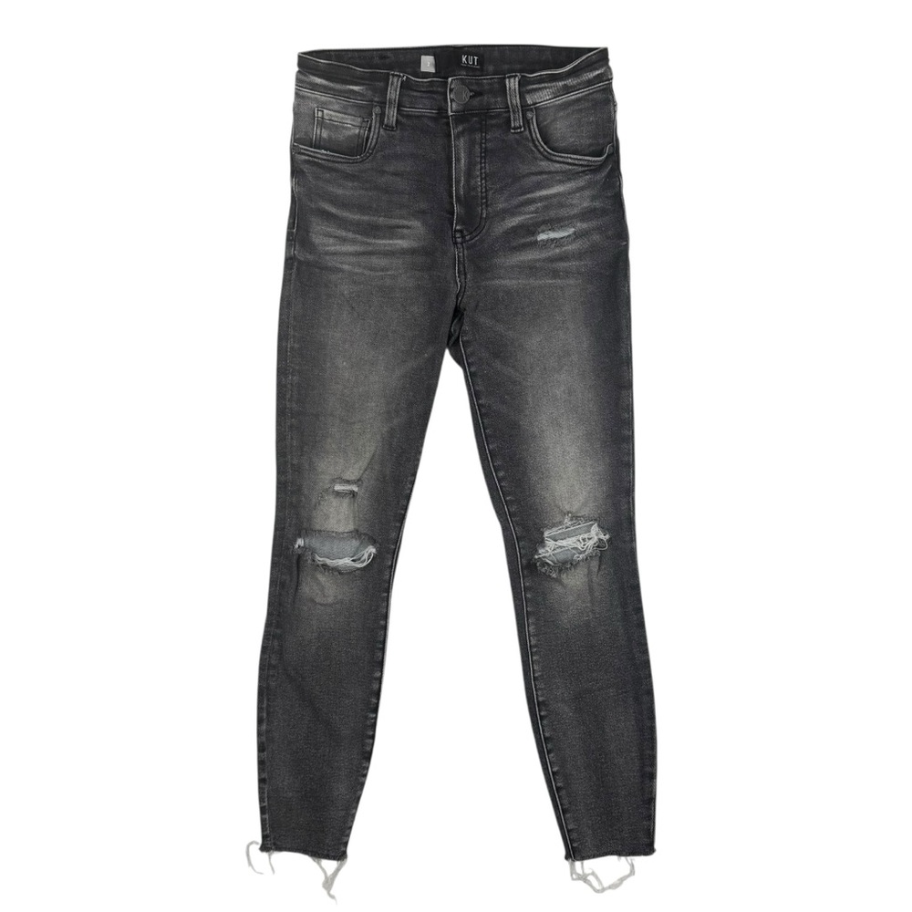 KUT From The Kloth Connie Black Distressed Raw Hem Skinny‎ Jeans Size 2
